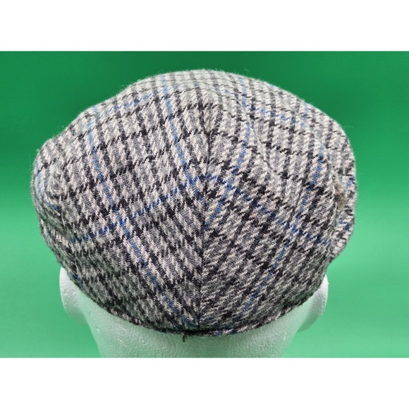 Barbour Hat Gray Blue Plaid Tweed Wool Blend Newsboy Flat Cap Size 7 3/8 - Picture 4 of 13